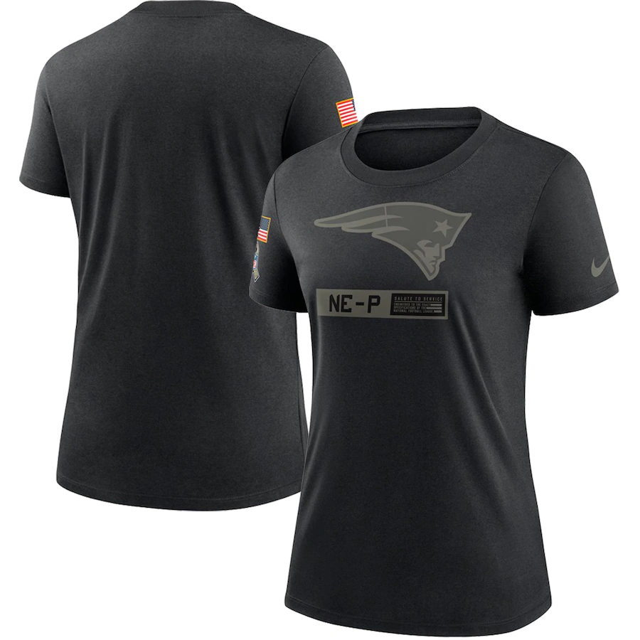 Women's New England Patriots 2020 Black Salute To Service Performance T-Shirt (Run Small)